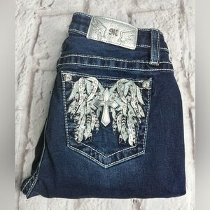 Miss me hi rise boot cut jeans angel wing detail size 27